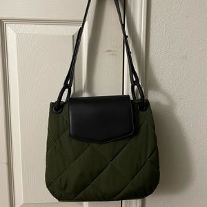 Olive Green Quilted Bag with Matte Black Hardware